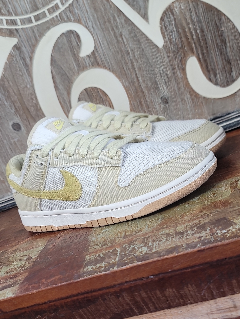 Nike Wmns Dunk Low Next Nature SE "Team Gold/Pale Ivory" Wmns 8.5 Good Cond. - Picture 1 of 15